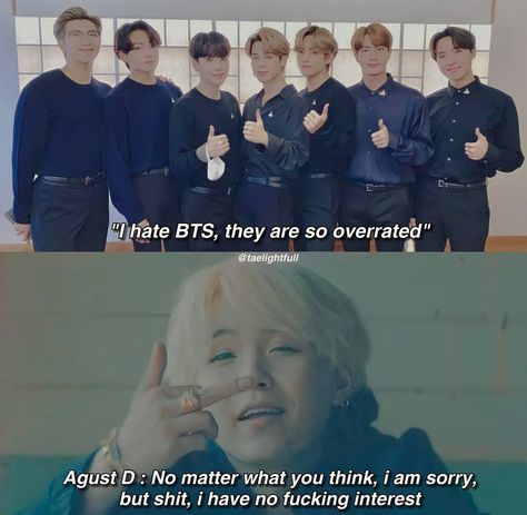 BTS 💜 ARMY Suga Savage Quotes For Haters, Bts Savage Quotes, Savage Replies To Haters, Bts Haters, Savage Replies, Facts Images, Quotes About Haters, Wholesome Pictures, Bts Dance