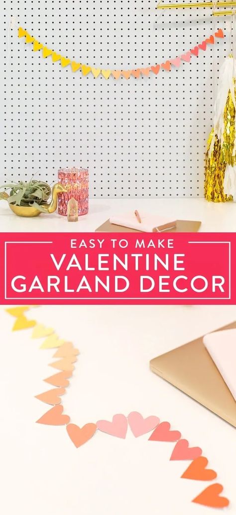 A Valentine decor idea that you can create for free! Check out this simple tutorial on how to make an adorable Valentine paint chip garland. Click for a full materials list and to find out how you can make this without spending any money -- a perfect budget project for class Valentines, home decor, teacher gifts, or Galentine's Day. Valentines Home Decor, Valentine Garland, Easy Valentine Crafts, Class Valentines, Diy Valentines Decorations, Valentine Activities, Paint Chip, Valentine Decor, Valentines Printables Free