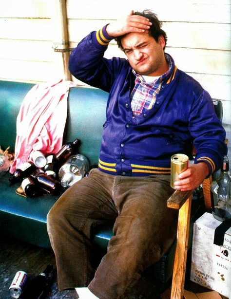 "National Lampoon's Animal House" promo still, 1978.  John Belushi as Bluto.  Belushi sang two songs on the movie soundtrack: "Louie, Louie" and "Money (That's What I Want)". John Belushi Animal House, National Lampoon's Animal House, Fat Guy Fashion, John Belushi, Red Scare, Blues Brothers, National Lampoons, Leo And Virgo, Movie Soundtracks