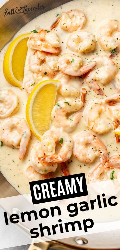 Creamy Garlic Butter Shrimp Pasta, Shrimp With White Sauce, Shrimp Scampi Cream Sauce, Simple Recipes With Shrimp, Garlic Scampi Sauce, Creamy Garlic Lemon Shrimp Pasta, Creamy Shrimp Sauce For Fish, Shrimp Sauce For Pasta, White Garlic Cream Sauce