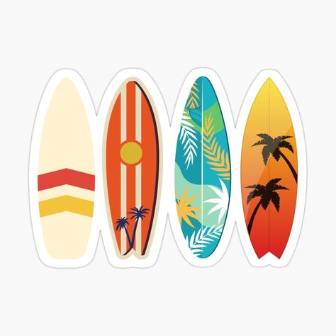 Surfboard Drawing, Surfboard Stickers, Florida Poster, Surf Stickers, Travel Notebook, Llama Alpaca, Shirt Design Inspiration, Stained Glass Crafts, Tropical Party