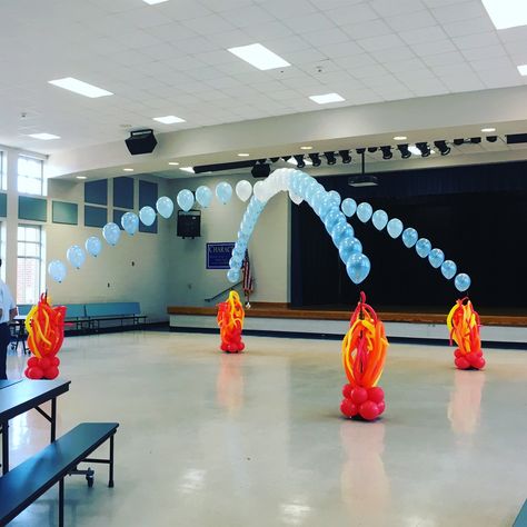 Fire And Ice Party, Event Planning Board, Fire Balloon, School Dance Ideas, Fire N Ice, Ice Party, Dance Decorations, Prom Themes, Work Holiday Party