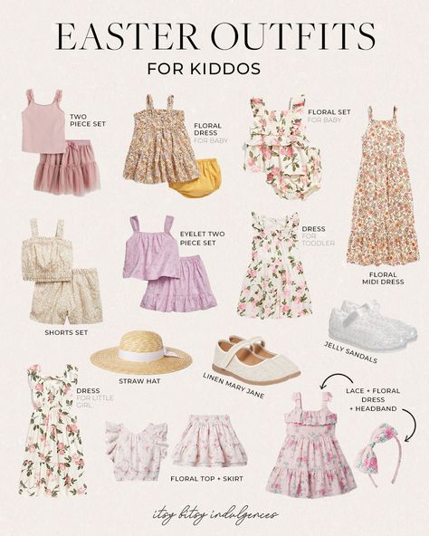 Itsy Bitsy Indulgences - All Things Easter: Outfits, Basket Ideas, and A Table Setting Casual Easter Outfits For Family, Easter Outfit For Toddler Girl, Easter 2024 Outfits, Easter Girl Outfits, Easter Outfits For Family, Family Easter Outfits, Toddler Easter Outfit, Toddler Girl Easter Outfit, Childrenswear Trends