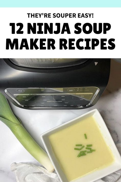 Leek and potato soup in a bowl next to a leek and the Ninja Soup Maker Blended Soup Recipes, Nutri Ninja Recipes, Ninja Blender Recipes, Ninja Food Processor, Health Soup, Blender Soup, Chicken Soup Recipes Easy, Soup Maker Recipes, Easy Chicken Soup