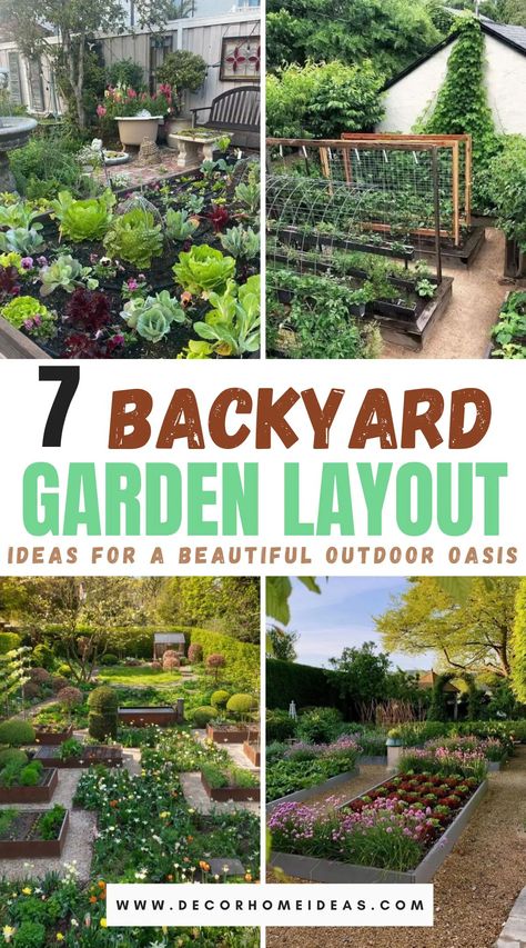 Transform your outdoor space with these 7 backyard garden layout ideas to create your own haven of tranquility. Explore serene designs featuring lush greenery, cozy seating areas, water features, and charming pathways. Discover how to incorporate these elements to craft a peaceful retreat perfect for relaxation and enjoying nature right in your backyard. Perfect Garden Layout, Raised Bed Garden Layout, Vegetable Garden Layout Design, Backyard Raised Garden, Small Garden Layout, Inground Pool Landscaping, Garden Bed Layout, Garden Layout Ideas, Raised Vegetable Gardens