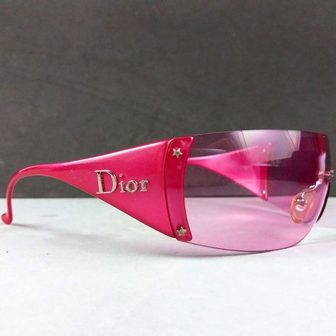 Christian Dior Pink Ski 6 Frameless Sunglasses WQ8 120 w/Case & Cloth - Theo's Vintage Mirror Glasses Sunglasses, 2000s Sunglasses, Dior Shades, Dior Glasses, Pink Dior, Frameless Sunglasses, Y2k Accessories, Cute Sunglasses, Cool Glasses