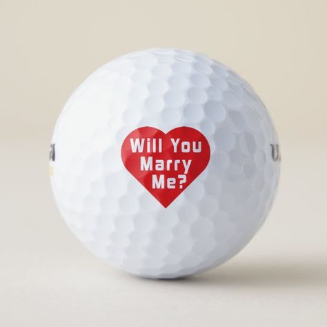 Pop the question on the golf course and surprise your future spouse! Cute idea for proposals and engagements, golf balls with a red heart and the words "Will You Marry Me?" inside. Future Spouse, Unique Proposals, Golf Wedding, Marriage Proposal, Golf Balls, Marriage Proposals, Wedding Party Favors, Getting Engaged, Proposal Ideas