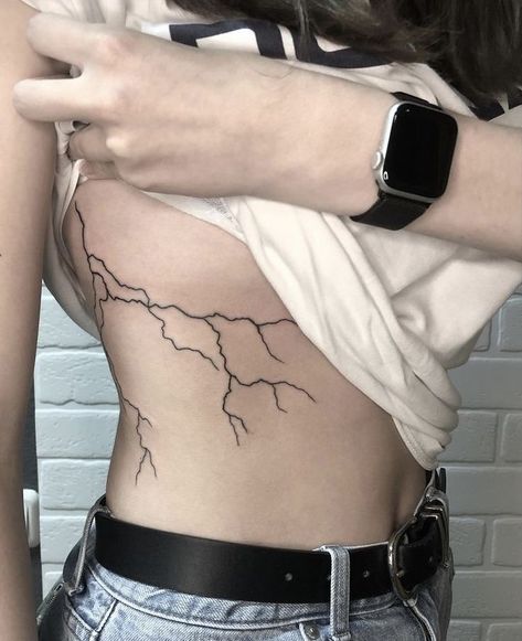 Hip Stomach Tattoos Women, Tattoo On Back For Women, Under Buttcheek Tattoo, Under Arm Tattoo, Acab Tattoo, Lightning Tattoo, Skin Tattoo, Jesus Love, Stomach Tattoos