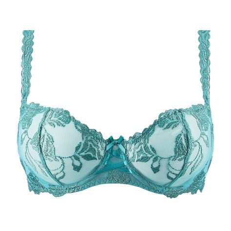 Softessence by Aubade is as comfortable as it is absolutely stunning! An everyday luxury collection that is truly designed to be worn and loved daily! Made entirely from sexy recycled embroidery, the Softessence underwired half-cup bra is available up to cup size G and adorns the neckline with its elegant and feminine floral patterns with a super-soft velvet effect. The iconic push-up design comes in a brand new jade colourway this season. Its wide back ensures excellent support and comfort, mak Dita Von Teese Lingerie, Besame Cosmetics, What Katie Did, Plus Size Tights, Half Cup Bra, Business Studies, Blue Socks, Fredericks Of Hollywood, Thigh High Socks