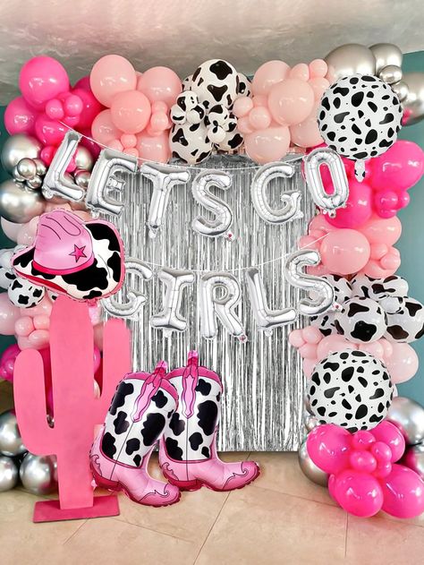 Multicolor  Collar  PE  Balloons Embellished   Event & Party Supplies Last Rodeo 30th Birthday, Shania Twain Themed Birthday Party, Pink Cow Party Decorations, 25th Rodeo Party, Cowgirl Party Decorations Western Decor, Pink Cowboy Birthday Party, Pink Cowboy Party, Cowboy Disco Party, Pink Western Party