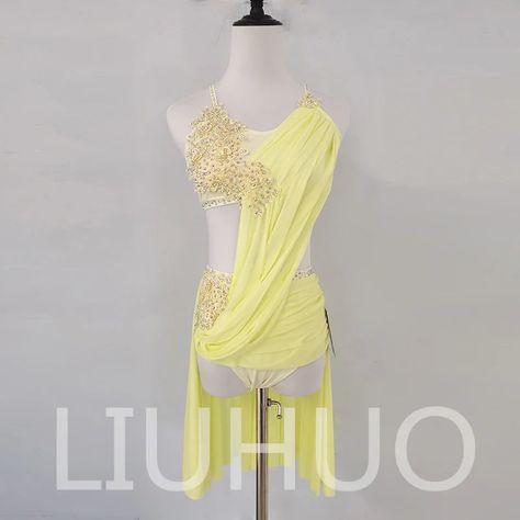 Yellow Contemporary Dance Costume, Yellow Lyrical Costume, Yellow Dance Costume Lyrical, Yellow Lyrical Dance Costumes, Lyrical Dance Outfits, Dance Lyrical, Positivity Energy, Lyrical Dance Dresses, Contemporary Dance Costumes