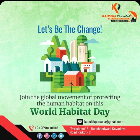 World Habitat Day.. World Habitat Day Poster, World Habitat Day, Creative India, Habitat, India, Let It Be, Movie Posters, Quick Saves, Film Posters