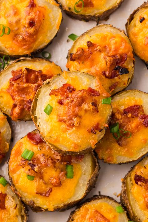 Cheesy Bacon Potato Bites - Kitchen Divas Potato Recipes Appetizers, Potato Appetizer Recipes, Cheesy Bacon Potato Bites, Cheesy Potato Bites, Potato Cheese Bites, Cheesy Potato Balls, Loaded Potato Bites, Potato Bites Recipe, Cheesy Bacon Potatoes