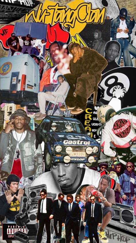 Hip Hop Collage, Nike Wallpaper, 90s Vibes, Wu Tang, Hip Hop, Collage, Art