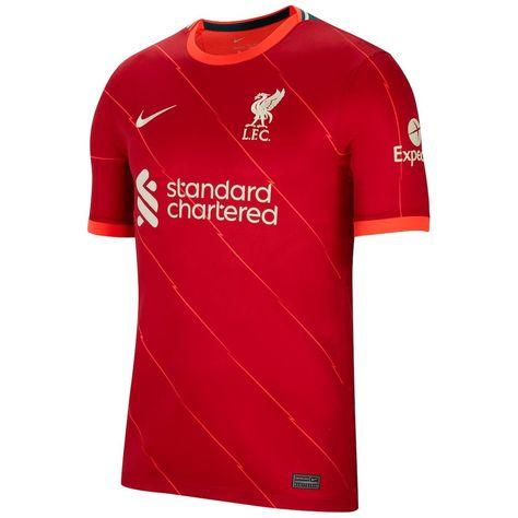 You're a huge Liverpool fan, and whenever they're on the pitch, you're tuned in. Be sure you're outfitted properly by grabbing this 2021/22 Home Breathe Stadium Replica Jersey! It's exciting being a devout Liverpool fan and you'll be the biggest one around in this Nike jersey, featuring crisp team graphics with Dri-FIT technology that will keep you comfortable as you cheer your squad to a victory. Imported Officially licensed Machine wash Tagless collar for added comfort Ventilated mesh panel in Liverpool Fc Stadium, Camisa Liverpool, Football Liverpool, Liverpool Home, Liverpool Fans, Fc Liverpool, Mohamed Salah, Nike Jersey, Mens Soccer