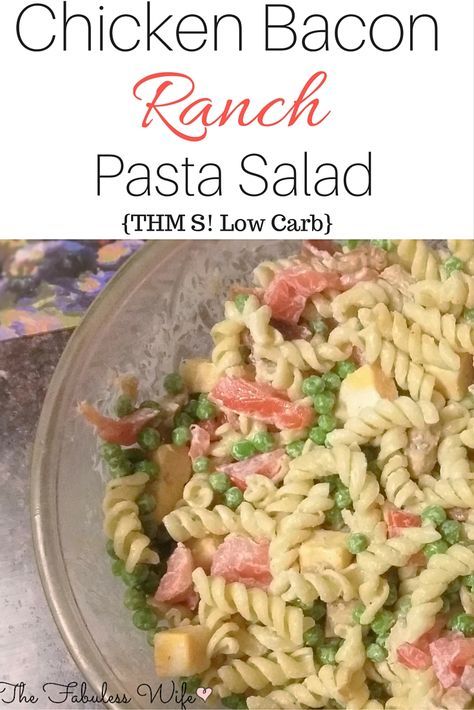 My Chicken Bacon Ranch Pasta Salad is the perfect side dish to bring to any gathering! With no special ingredients, this low-carb, sugar-free, Trim Healthy Mama dish is as frugal as it is delicious! Thm Salads, Thm Lunch, Chicken Bacon Ranch Pasta Salad, Cheesy Bacon Chicken, Trim Healthy Mama Diet, Thm Meals, Thm Dinner, Bacon Ranch Pasta, Pasta Homemade