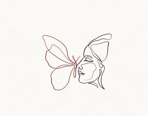 Single Line Butterfly Drawing, Continuous Line Tattoo Butterfly, Growth Tattoos For Women, Disco Butterfly, Butterfly Face Tattoo, Fine Line Butterfly, Tiny Butterfly Tattoo, Continuous Line Tattoo, Line Butterfly