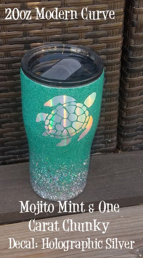 Turtle Photos, Beach Tumblers, Sea Turtle Tumbler, Glitter Carnaval, Decorated Cups, Turtle Tumbler, Tumbler Cups Personalized, Turtley Awesome, Bottle Cap Necklace