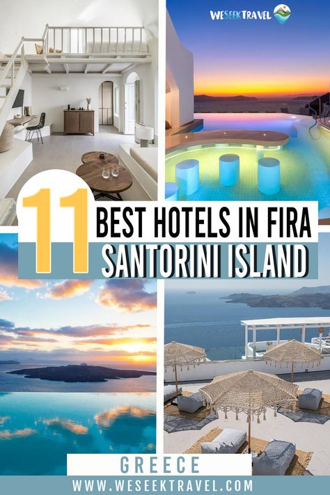 BEST HOTELS IN FIRA Santorini Greece Hotel, Best View Hotel, Santorini Greece Honeymoon, Best Hotels In Santorini, Hotels In Santorini Greece, Fira Greece, Fira Santorini, Greek Islands To Visit, Santorini Island Greece