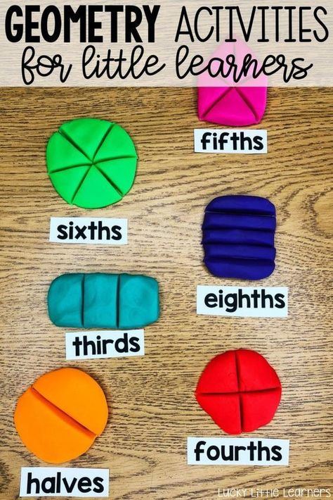 Playdough fractions can be a really fun activity in the classroom! This post explains how this can be done along with some other fun fraction activities! Fractions Special Education, Fraction Fun Activities, Homeschool Activities 1st Grade, Kindergarten Fractions, Hands On Fractions, Lego Fractions, Fun Fractions Activities, Teaching Geometry, Geometry Activities