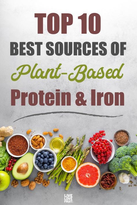 Getting protein from plants is easy. In fact, some of the best sources of plant-based protein and iron come from familiar foods you probably eat every day! #plantbasedprotein #nonhemeiron #ironrichfoods #ironfoodsforanemia #anemia #vegandiet #plantbased #vegannutrition #plantbasedironsources Nonmeat Protein, Vegetarian Iron Sources, Clean Eating High Protein, Iron Sources, Plant Based Protein Recipes, Food For Energy, Eating High Protein, Vegan Iron, Meal Plans Healthy