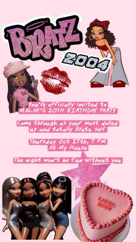 Bratz Birthday Invitation, Bratz Birthday Party, Bratz Birthday, Bratz Party, 20th Birthday Party, 20th Birthday, Birthday Party Invitation, 21st Birthday, Birthday Party Invitations