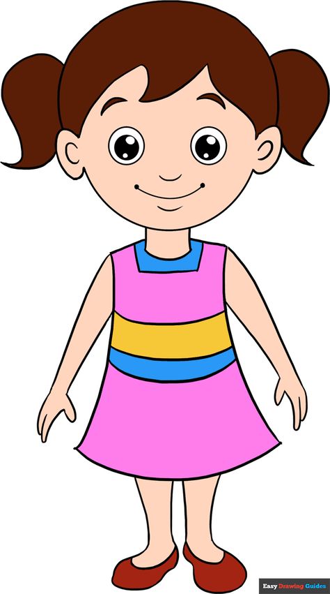 Girl Drawing Easy Simple For Kids, Cartoon Girl Drawing Easy, Cartoon Pictures For Kids, Comic Strip Ideas, Easy Mermaid Drawing, Sketches Cartoon, Boy And Girl Drawing, Cartoon Drawing For Kids, Animation Tips