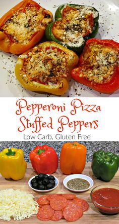 Pepperoni Pizza Stuffed Peppers - Low Carb, Gluten Free | Peace Love and Low Carb  via @PeaceLoveLoCarb Pizza Peppers, Pizza Stuffed Peppers, Peace Love And Low Carb, Low Carb Meals, Low Carb Low Fat Recipes, Low Carb Muffins, Boiled Egg Diet Plan, Low Carb Chicken Recipes, Cloud Bread