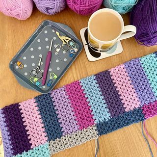 @thecrochetswirl • Instagram photos and videos Crochet Swirl, Crochet Blanket Colors, V Stitch Crochet, Scrap Yarn Crochet, Modern Crochet Blanket, Crochet Square Blanket, Granny Square Crochet Patterns Free, Crafts Crochet, Crochet Stitches For Blankets