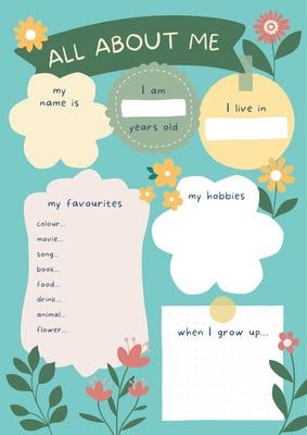 Colorful School All About Me Student Poster - Templates by Canva Student Poster, School All About Me, Academic Poster, Me Template, Happy Planner Free Printable, About Me Poster, All About Me Poster, Ixl Learning, Student Posters