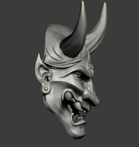 Hanya Mask Neotraditional, Hannya Mask Side View, Mascara Hannya, Oni Masks, Techwear Mask, Masque Hannya, Mascara Oni, Japanese Demon Mask, Japanese Oni Mask