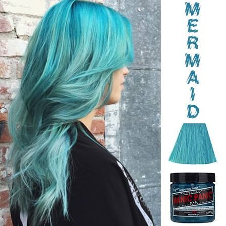 Beatiful!! #ColorHair #mermaid #ManicPanic Manic Panic Mermaid, Mermaid Tear Hair Color, Ocean Green Hair Color, Cerulean Sea Hair Color, Rockabilly Blue Manic Panic, Atomic Turquoise Manic Panic, Manic Panic Hair, Mermaid Hair Color, Beauty Hair Color