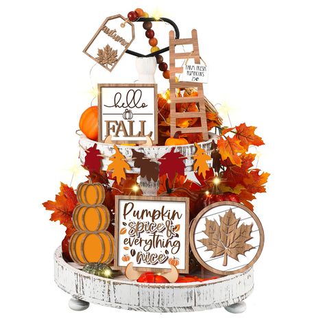 Wooden Fall Decor, Thanksgiving Tiered Tray, Pumpkin Gnome, Fall Tiered Tray Decor, Rustic Tray, Farmhouse Tray, Farmhouse Wood Sign, Harvest Thanksgiving, Thanksgiving Pumpkin