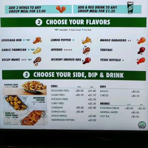 Wingstop Menu Price Singapore 2023 Wing Restaurant, Wings Menu, Wing Stop, Restaurant Menu Ideas, Wings Restaurant, Cajun Fries, Seasoned Fries, Kecap Manis, Best Wings