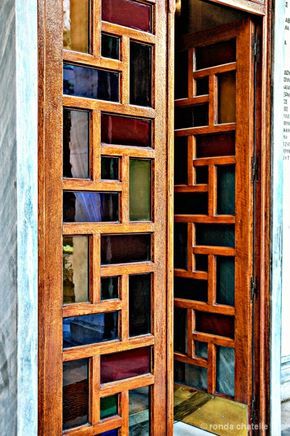 Stained Glass Shutters, Stained Glass Bookshelf, Stained Glass Windows Front Door, Colored Glass Door, Stained Glass Door Window, Stained Glass Pocket Doors, Stained Glass Interior Doors, Stained Glass Front Doors, Stained Glass Doors Interior