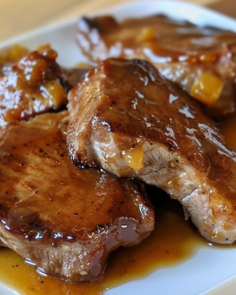 Man, this is packed with flavor! We always get excited to whip this up and enjoy it! Glazed Pork Chops Recipes, Peach Pork Chops, Slow Cooker Kitchen, Pork Chop Recipes Crockpot, Pork Entrees, Pork Chop Recipes Baked, Pork Chop Dinner, Glazed Pork Chops, Pork Loin Recipes