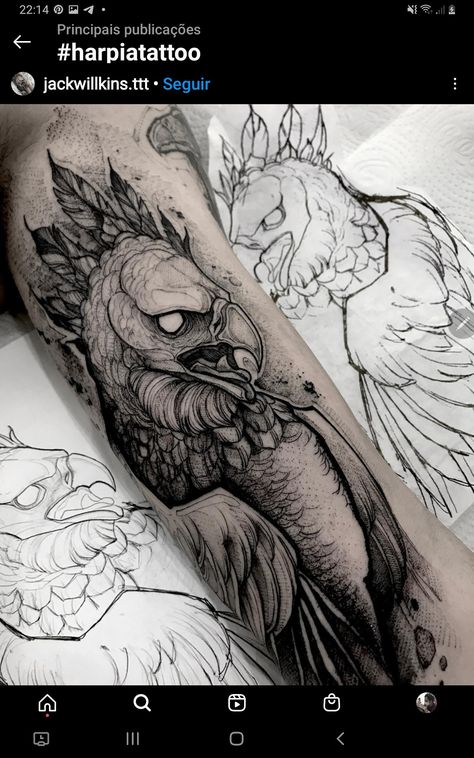 Harpie Eagle Tattoo, Falconry Tattoo, Harpy Eagle Tattoo, Harpy Tattoo, Vulture Tattoo, Underarm Tattoo, Hawk Tattoo, Neo Tattoo, Sketch Style Tattoos