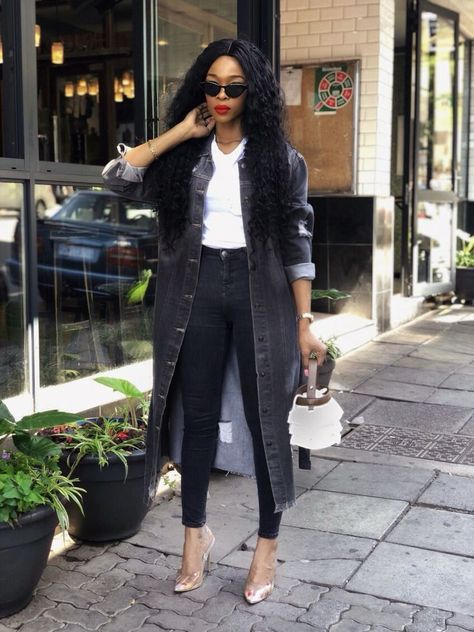 Denim Ootd, Pearls Fashion, Denim Jacket Winter, Trouser Outfits, Summer Work Outfits, Oversized Denim Jacket, African Print Fashion Dresses, Simply Chic, Surround Yourself