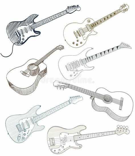 How To Draw A Bass Guitar, Art Reference Guitar, Guitar Holding Reference Drawing, Hand Playing Guitar Drawing, Gutair Reference, Electric Guitar Drawing Reference, Acoustic Guitar Reference, How To Draw Instruments, How To Draw Electric Guitar