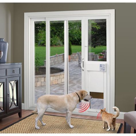 High Tech Pet Power Pet Sliding Glass Patio Pet Door, Large Opening, Regular Height Door | Wayfair Sliding Door Dog Door, Large Dog Door, Patio Door Installation, Pet Patio Door, Sliding Glass Doors Patio, Glass Doors Patio, Sound Barrier, Pet Doors, Glass French Doors