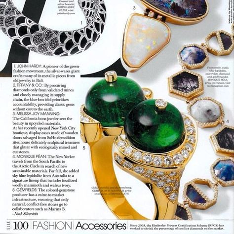 Doppia Goccia ring featured in the  August 2014 issue of ELLE Magazine. Melissa Joy Manning, Black Sapphire, Elle Magazine, John Hardy, Earrings Rings, Conflict Free Diamonds, Rings Necklaces, Luxury Jewelry, Gold And Silver