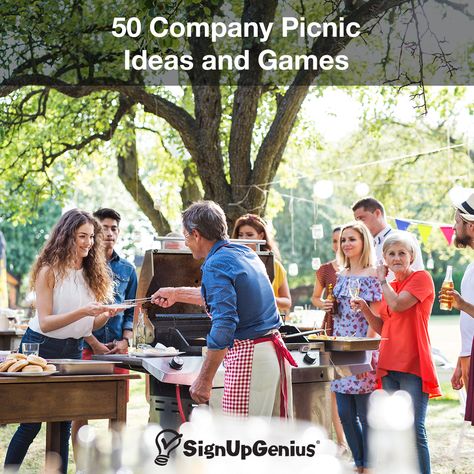 50 Company Picnic Ideas and Games Summer Picnic Games, Company Picnic Ideas, Company Picnic Games, Family Picnic Games, Family Day Activities, Planning A Picnic, Picnic Company, Picnic Planning, Picnic Menu