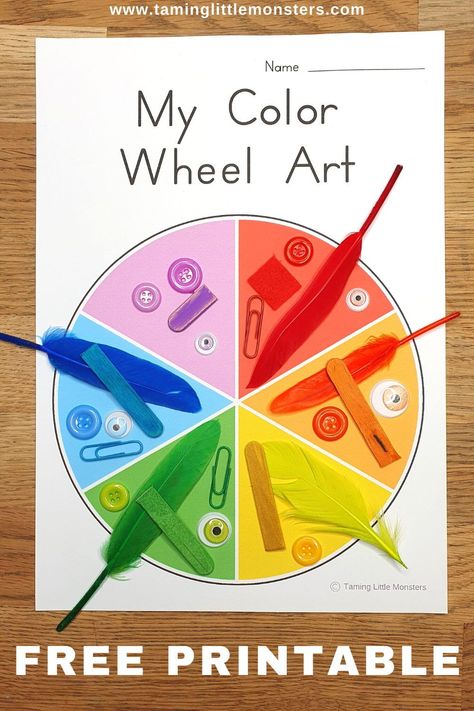 Color Wheel Lesson, Art For Preschoolers, Wheel Crafts, Color Wheel Art Projects, Color Art Lessons, Color Wheel Art, Art Unit, Prek Crafts, Kindergarten Colors