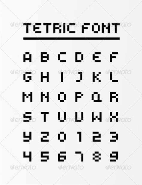 Video Game Fonts Alphabet, Video Game Letters, Tetris Font, Pixel Art Font, T Letter Design, Types Of Typography, Pixel Lettering, Fonts Abc, Abc Fonts