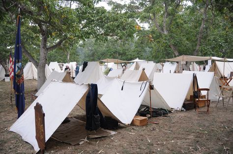 Civil War Reenactment - dog tents | by Snap Man Diy Tent Camping, Dog Tent, Forest Camp, Tent Pegs, Apocalypse Survival, Military Gear, 4th Of July Decorations, Living History, Camping Life