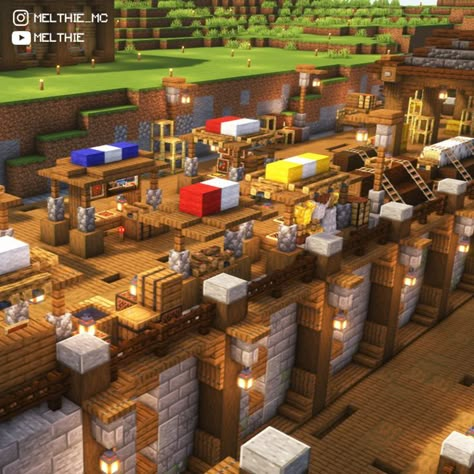 Minecraft Bazaar, Minecraft Pier Ideas, Minecraft Fishing Village, Minecraft Dam, Minecraft Medieval Port, Minecraft Port Town, Minecraft Docks, Minecraft Harbor, Minecraft Port