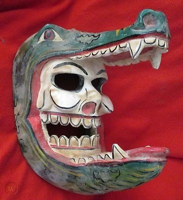 Mexican Mask Art, Alligator Mask, Mayan Masks, Aztec Face Mask, Wooden Mask Fantasy Art, Mexican Masks Folk, Aztec Mud Mask, Mexican Masks, Aztec Skull