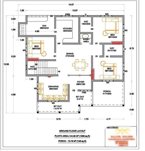 3 bed plan A House Plan, House Plan Design, Budget House Plans, 30x40 House Plans, 2bhk House Plan, Bungalow Floor Plans, Indian House Plans, Free House Plans, Building House Plans Designs