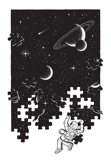 Space Stars Drawing, Puzzle Graphic Design Poster, Puzzle Poster Design, Astronomy Art Drawing, Cool Space Drawings, Space Tshirt Design, Space Art Drawing, Space Sketches, Galaxy Drawing