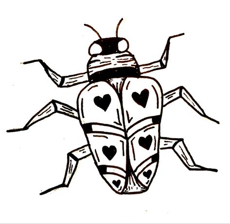 Love Bug Tattoo Ideas, Love Bug Drawing, Bug Linocut, Love Bug Tattoo, Bug Illustration, Bugs Drawing, Bug Tattoo, Love Bug, Love Bugs